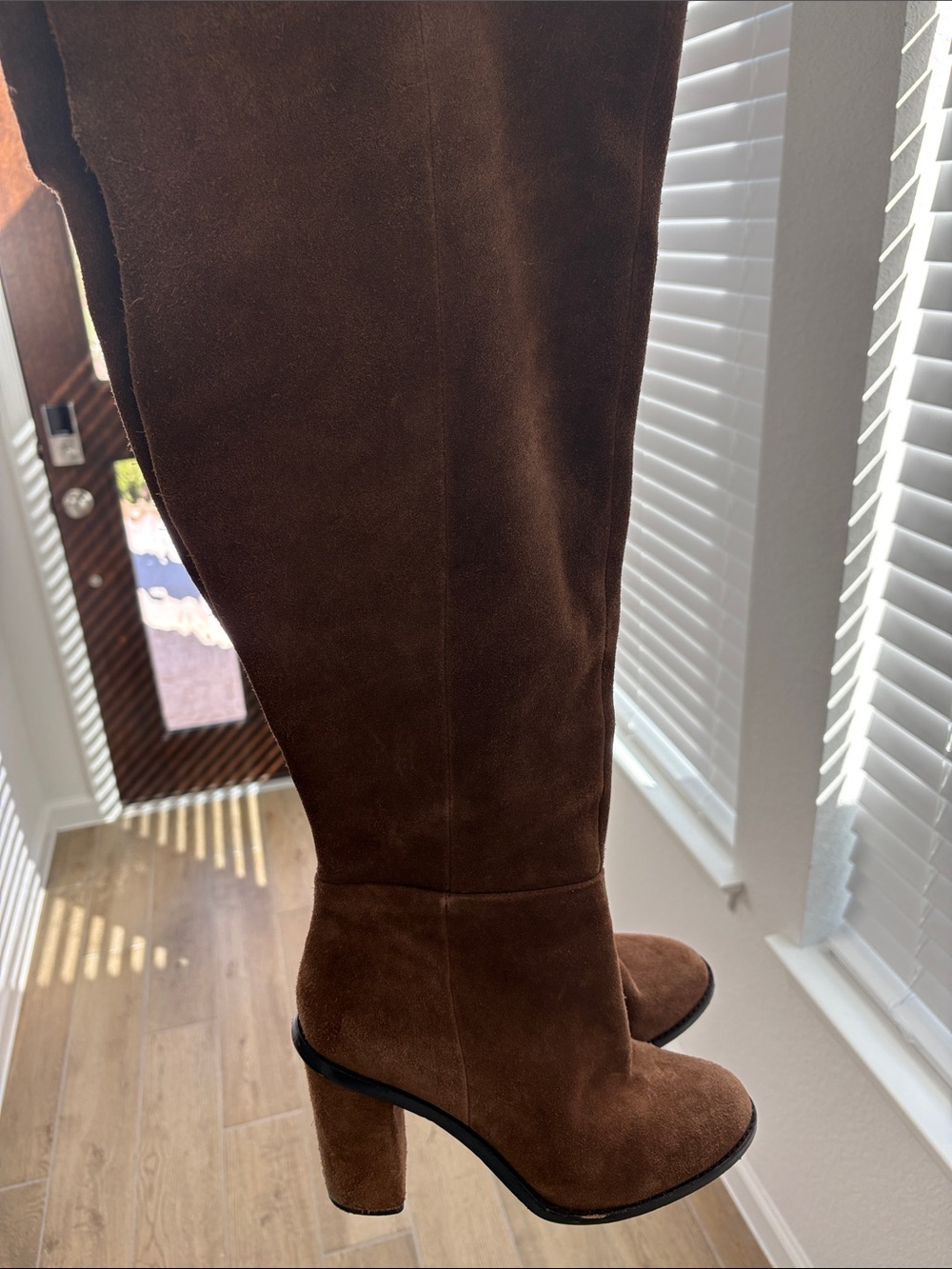 Gianni Bini Brown Suede Over-The-Knee Block Heel Boots